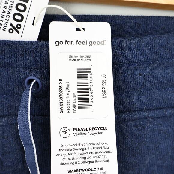 Smartwool Recycled Terry Short Dark Denim Size XS NWT - Picture 5 of 9